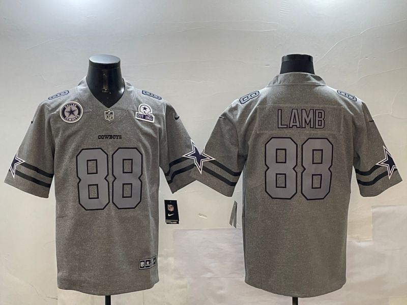 Men Dallas Cowboys #88 Lamb Grey Throwback 2024 Nike Limited NFL Jersey style 01153